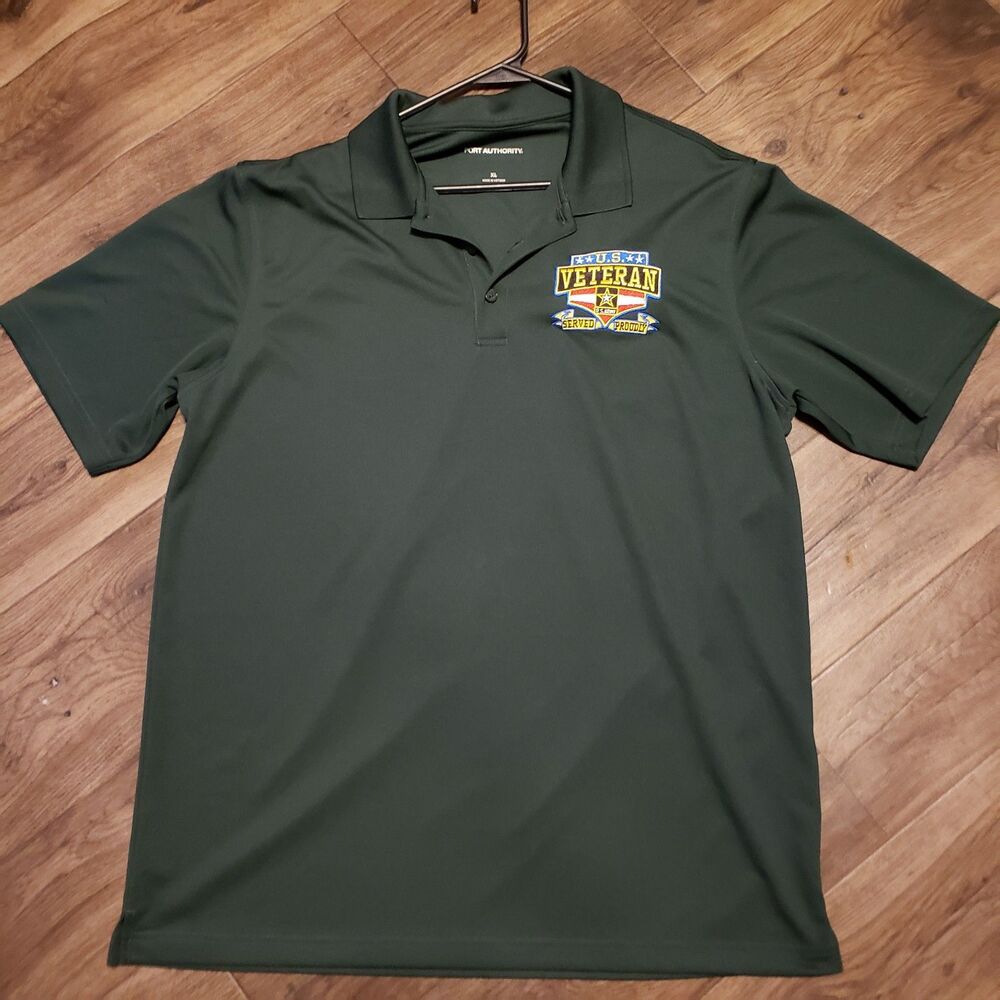 Port Authority Green Veterns Polo Style Men's Shirt Sz XL
